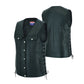 Men Side Lace Leather Style Biker Motorcycle Leather Vest Gun Pockets Carry Arms #11360SPT