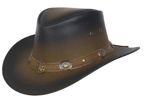 New Cowboy Western Aussie Style Leather Hat Choncos Two Tone - #80123