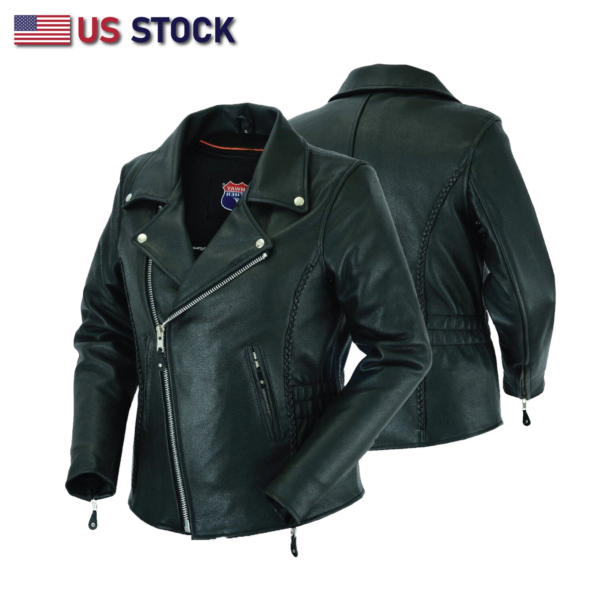 HL13103 Braided Women's Full Length Motorcycle Jacket with Side Stretch - HighwayLeather