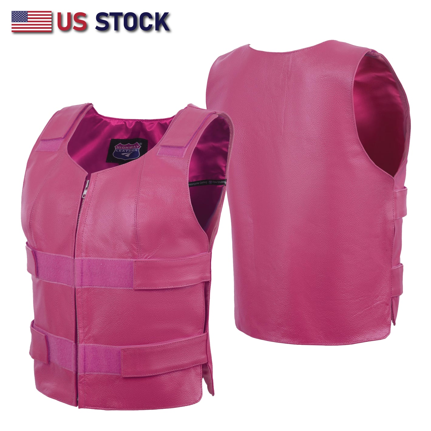 HL14945HOT PINK Women hot pink bullet proof style leather Vest women biker club