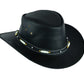 New Black Australian Style Western Hat with Bone Cowboy Leather Hats #80116