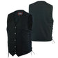 Highway Leather Denim Black Motorcycle Denim Vest Biker Men Gun Pocket # HL21614 Side Lace