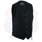 Highway Leather Denim Black Motorcycle Denim Vest Biker Men Gun Pocket # HL21614 Side Lace