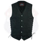 Highway Leather Denim Black Motorcycle Denim Vest Biker Men Gun Pocket # HL21614 Side Lace