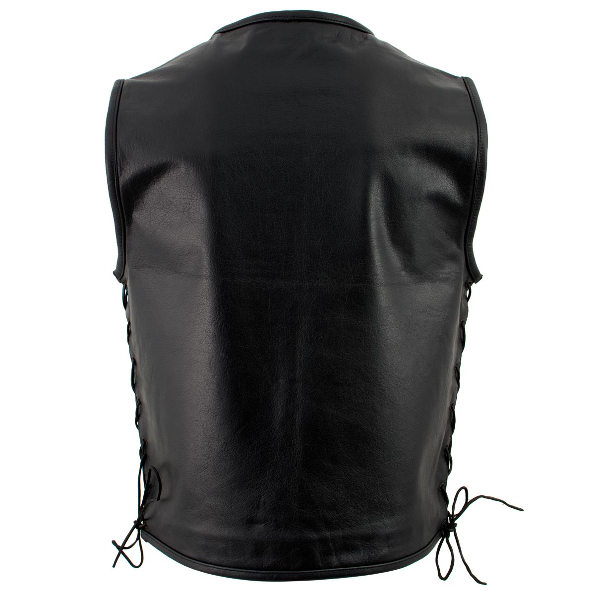 Milwaukee Leather Men's Drifter Black Collarless Buffalo Leather Motorcycle Vest - LKM3792 — image 4