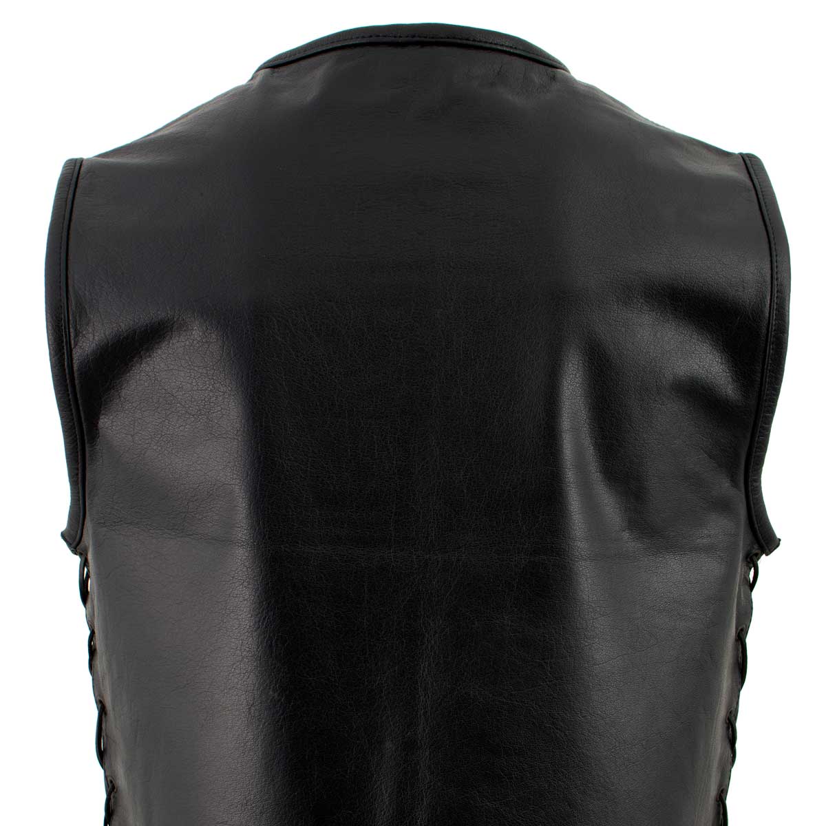 Milwaukee Leather Men's Drifter Black Collarless Buffalo Leather Motorcycle Vest - LKM3792 — image 9
