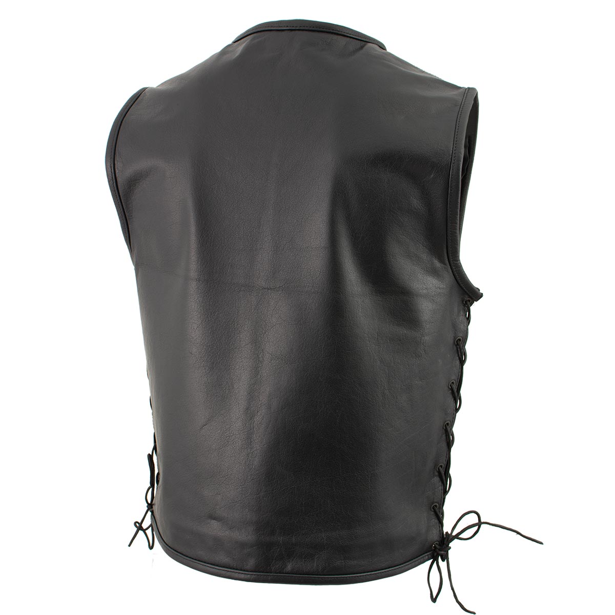 Milwaukee Leather Men's Drifter Black Collarless Buffalo Leather Motorcycle Vest - LKM3792 — image 7