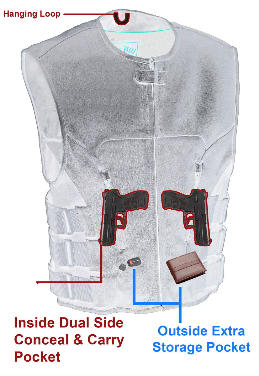 Biker Hill BAM3500 Men's 'Swat' Style Motorcycle Leather Vest — image 2