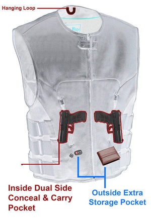 Biker Hill BAM3500 Men's 'Swat' Style Motorcycle Leather Vest — image 2