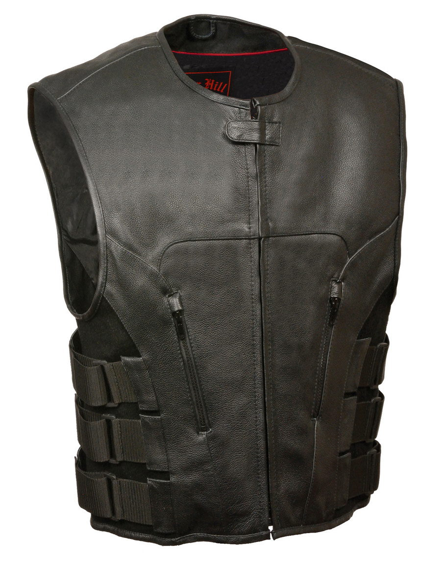 Biker Hill BAM3500 Men's 'Swat' Style Motorcycle Leather Vest — image 1
