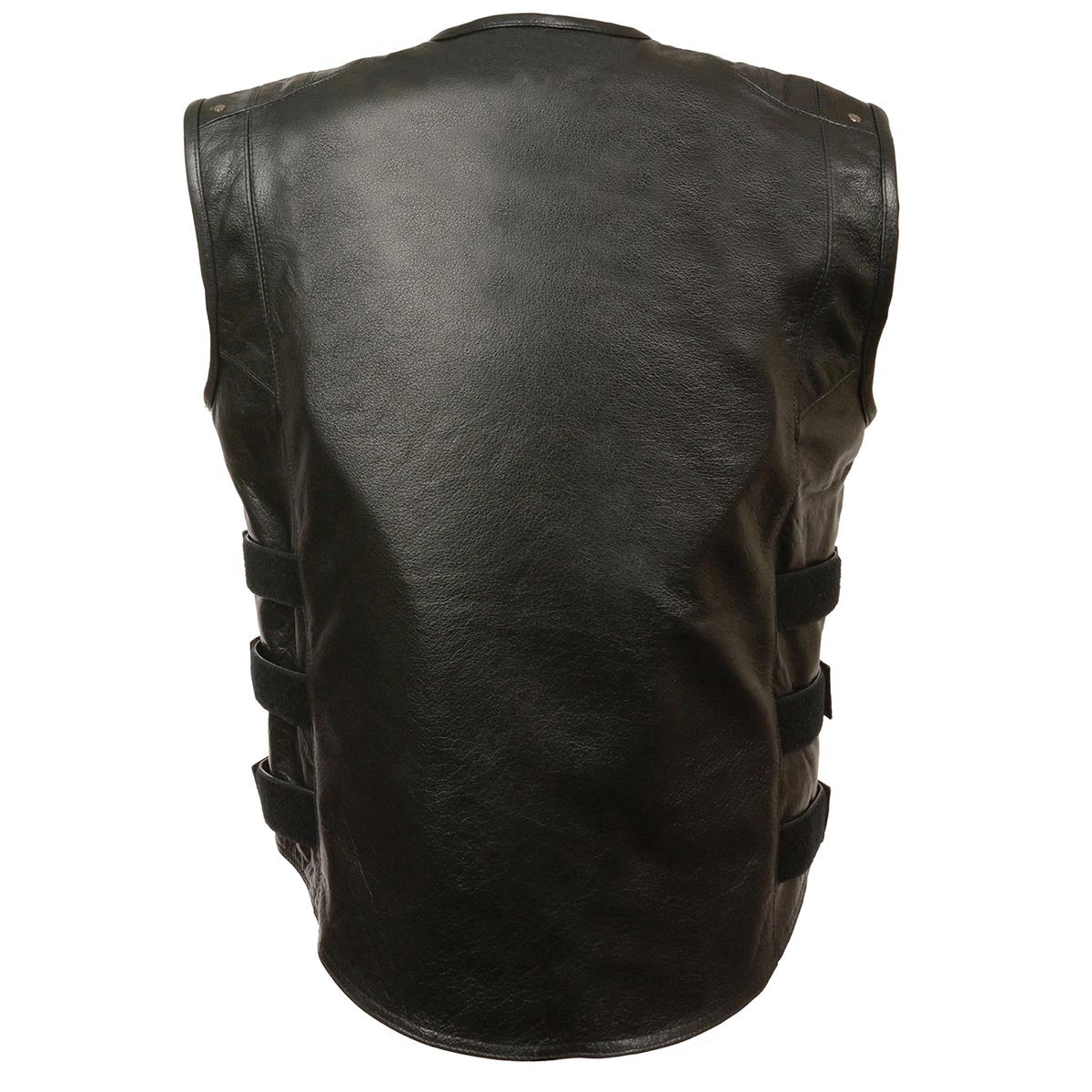 Biker Hill BAM3530 Men's Swat-Tactical Style Black Motorcycle Leather Rider Vest — image 2