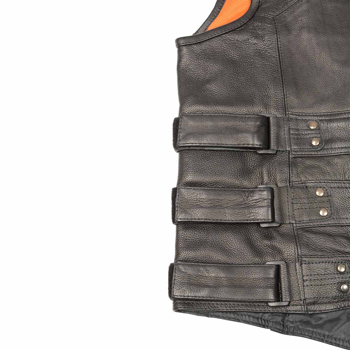 Biker Hill BAM3530 Men's Swat-Tactical Style Black Motorcycle Leather Rider Vest — image 7