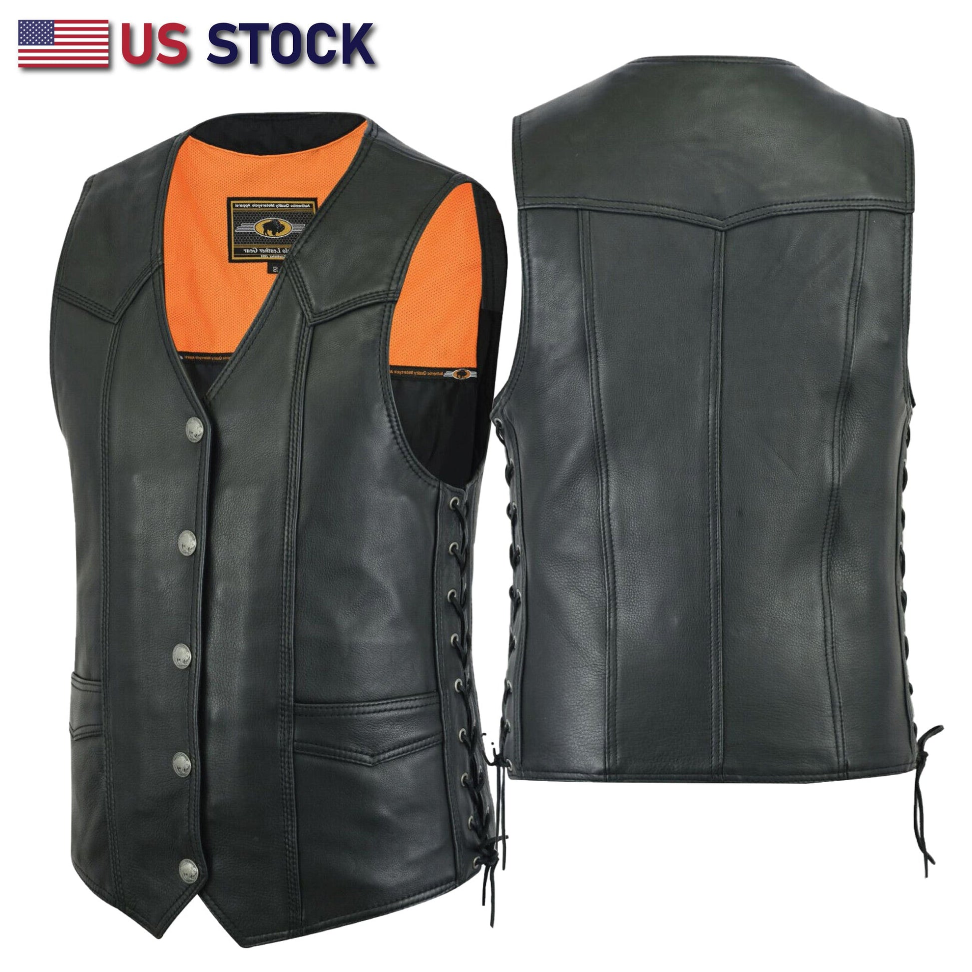 Highway Leather Basic Motorcycle Leather Vest - HighwayLeather