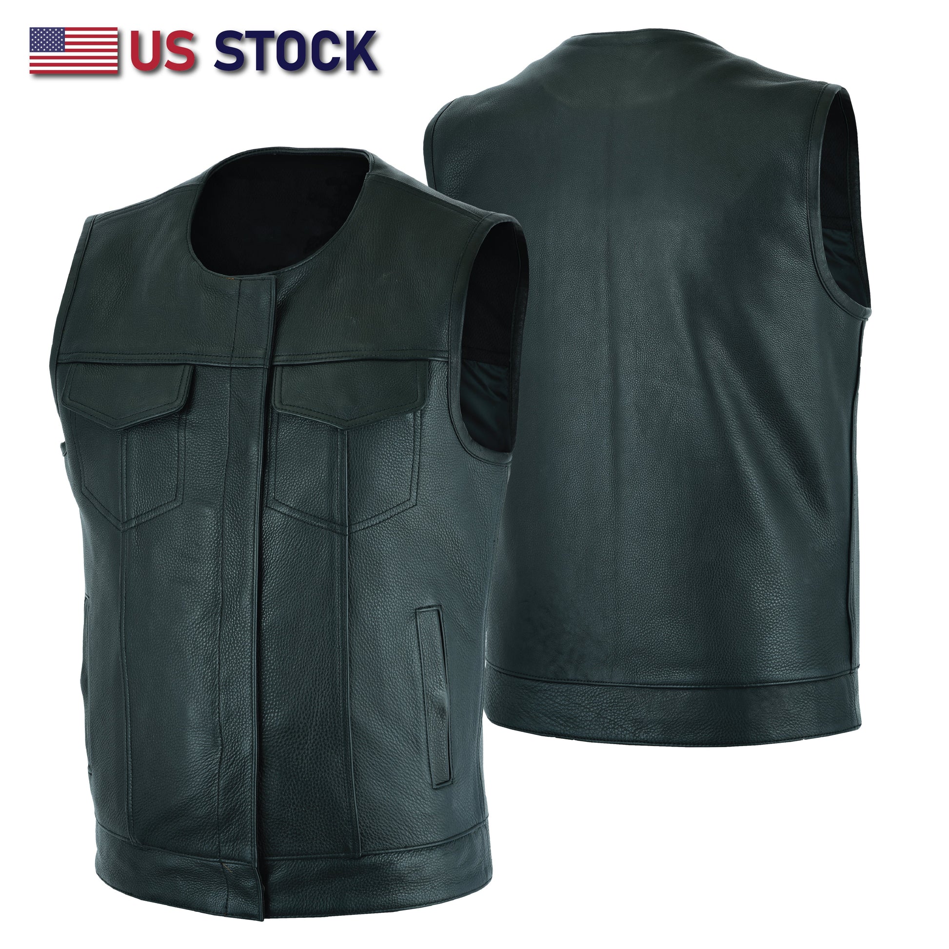 Highway Leather Tifton Motorcycle Vest, Gun pockets, SOA Club, Hardcore Biker Vest - HighwayLeather