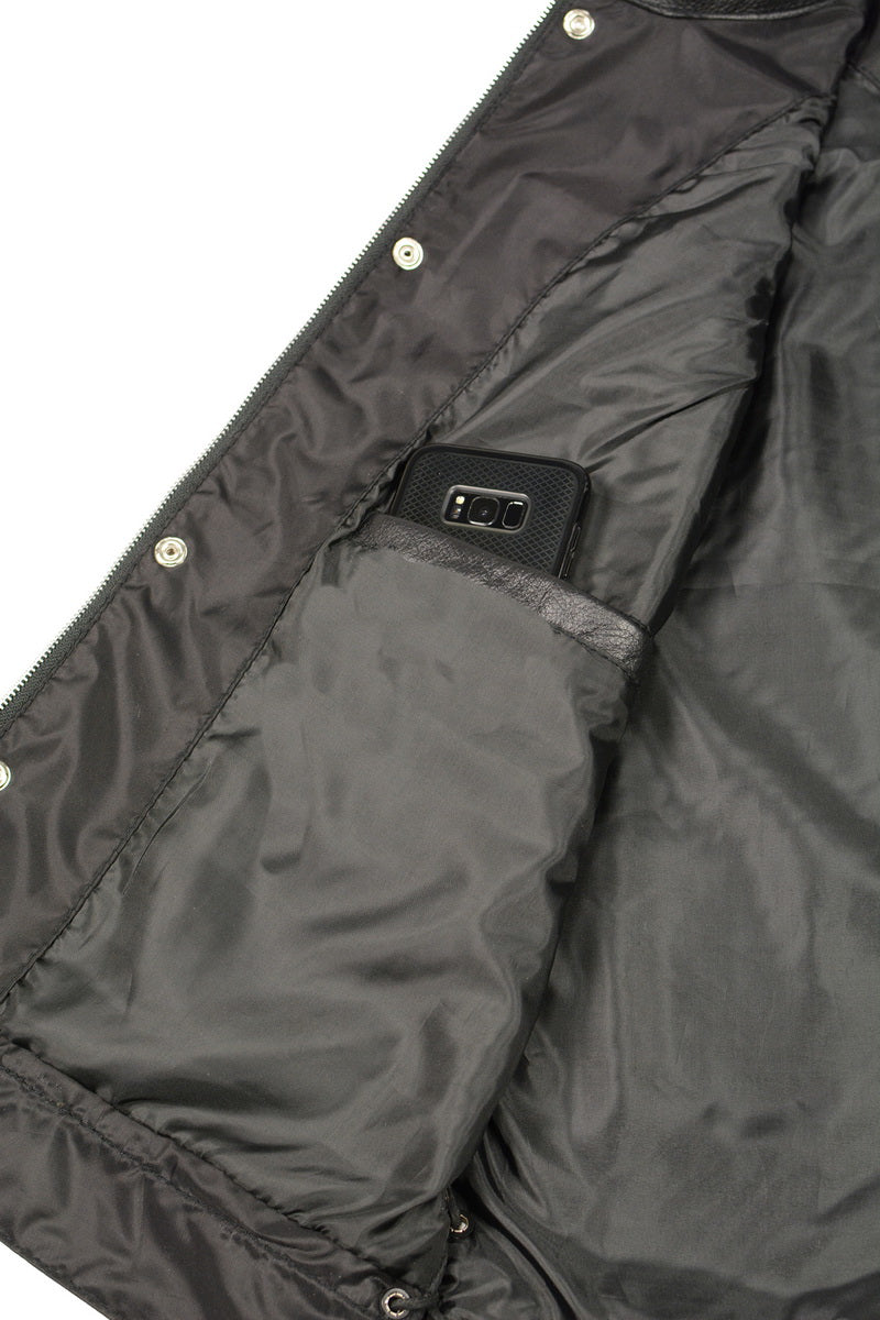 M Boss Motorcycle Apparel BOS13503 Men's Black Leather Side Lace Club Style Vest with Quick Draw Pocket — image 6