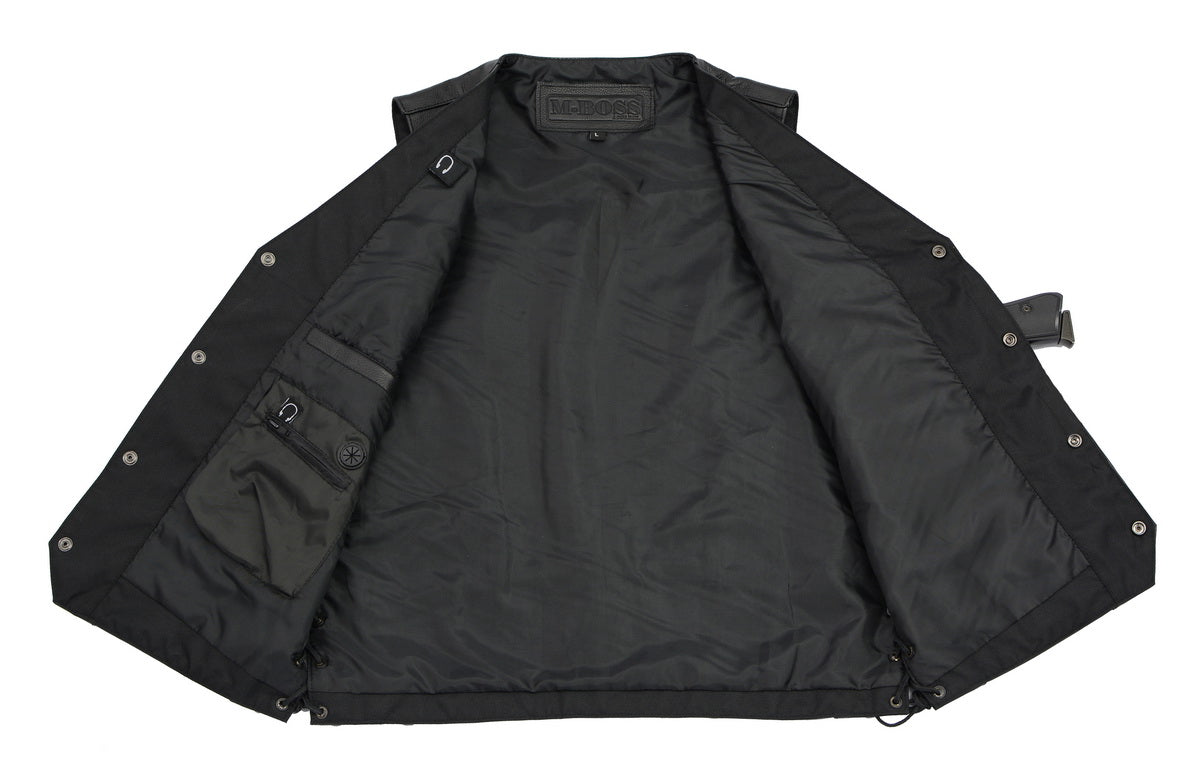 M Boss Motorcycle Apparel BOS13507 Men's Black Side Lace Leather Vest with Buffalo Nickel Snaps — image 5