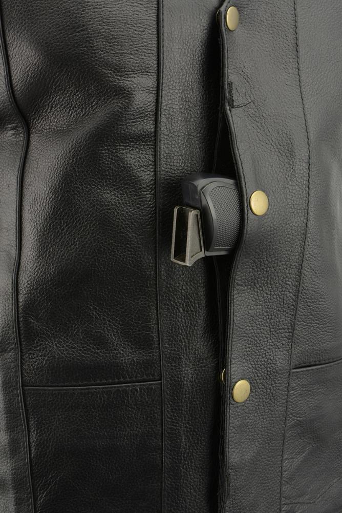 M Boss Motorcycle Apparel BOS13508 Men's Black Side Lace Leather Vest with Quick Draw Pocket — image 7