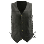 M Boss Motorcycle Apparel BOS13508 Men's Black Side Lace Leather Vest with Quick Draw Pocket — image 1