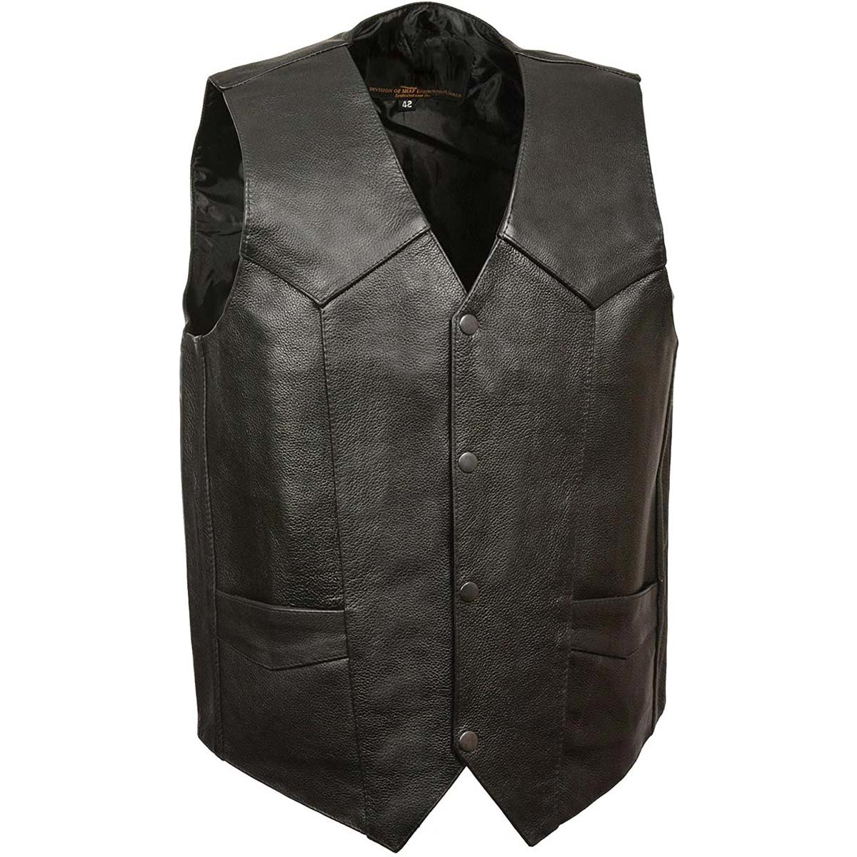 M-Boss Motorcycle Apparel BOS13514T Men’s Black Classic Western Style Conceal/Carry Biker Leather Vest in TALL SIZES — image 1