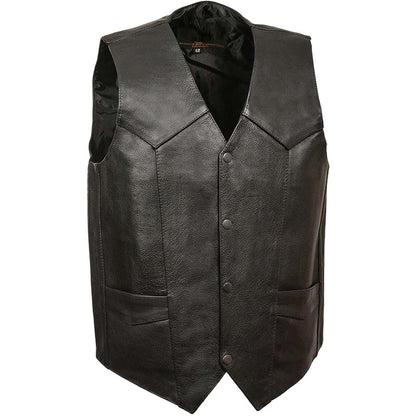M-Boss Motorcycle Apparel BOS13514T Men’s Black Classic Western Style Conceal/Carry Biker Leather Vest in TALL SIZES — image 1