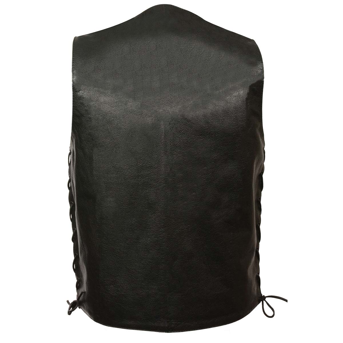 M-Boss Motorcycle Apparel BOS13515 Men’s Black Leather Classic Western Style Motorcycle Rider Vest with Side Laces — image 2