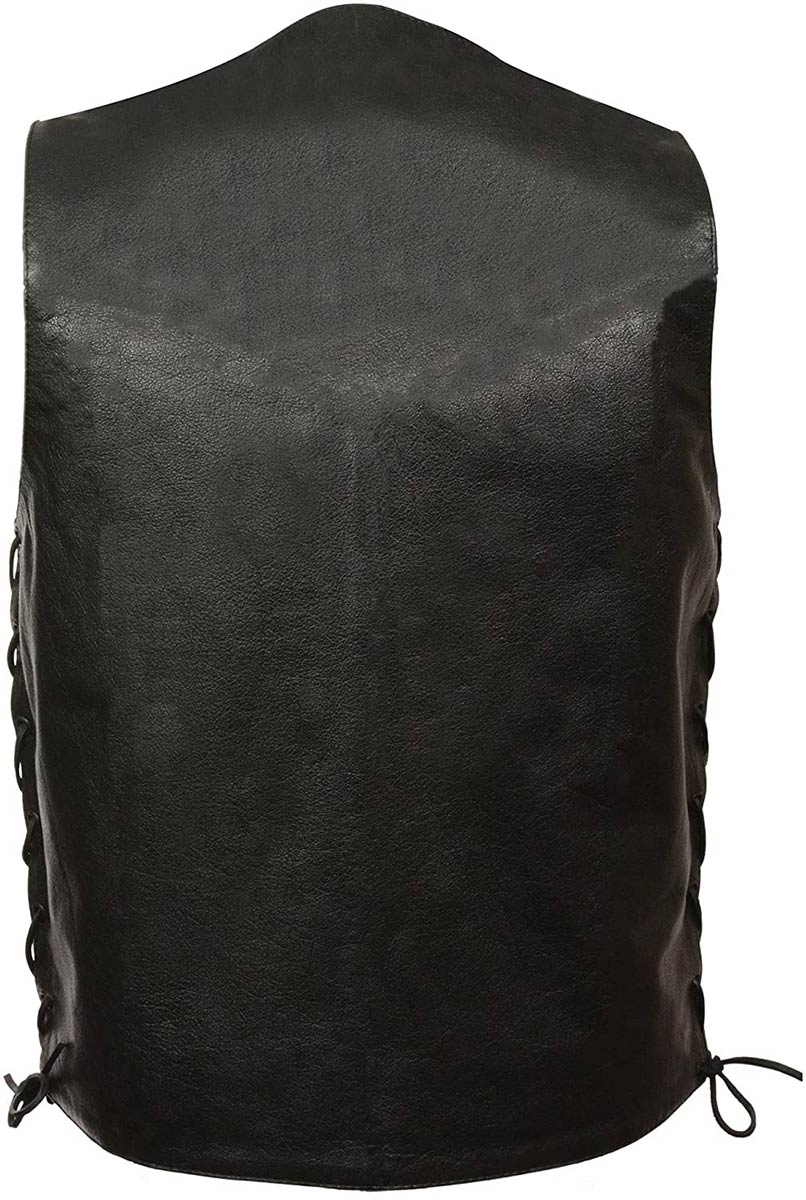 M-Boss Motorcycle Apparel BOS13516T Men’s Black ‘Tall Size’ Conceal and Carry Classic Biker Leather Vest — image 5