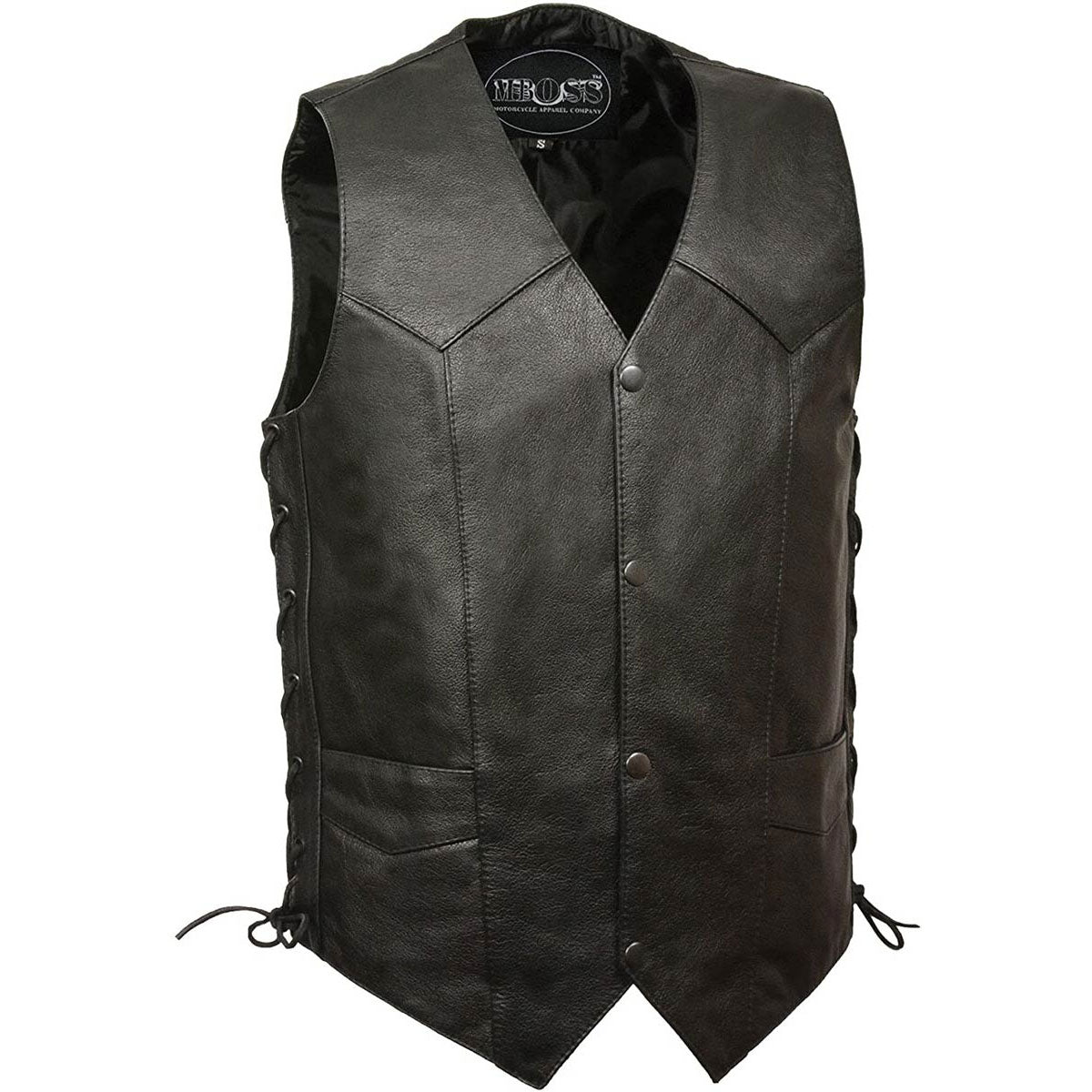 M-Boss Motorcycle Apparel BOS13516T Men’s Black ‘Tall Size’ Conceal and Carry Classic Biker Leather Vest — image 1