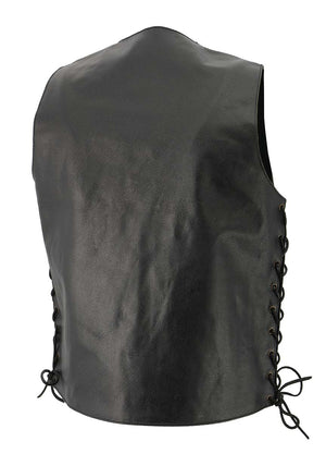 M-Boss Motorcycle Apparel BOS13517 Men’s Classic Black Leather 'Side Laced' Motorcycle Biker Rider Vest — image 2