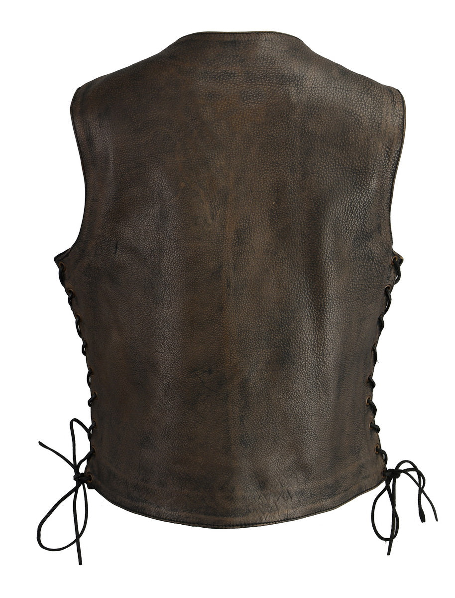 M Boss Motorcycle Apparel BOS24500 Women's Distressed Brown Leather 6 Pocket Motorcycle Biker Rider Vest - image 7