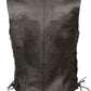M Boss Motorcycle Apparel BOS24502 Women's Classic Black Leather Snap Front Motorcycle Vest with Side Laces - image 4