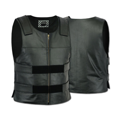 Men Bullet Proof style Leather Motorcycle Vest for bikers Club Tactical Vest