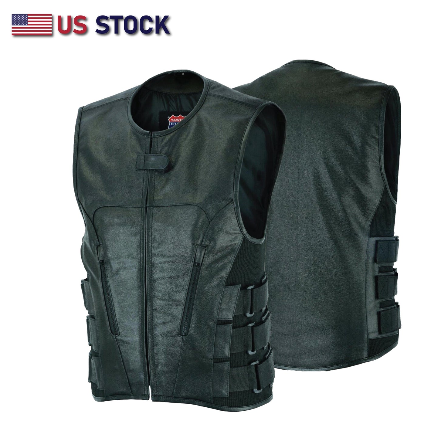 Swat Team  bullet proof style Biker club Leather Vest-Police vest - HighwayLeather