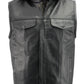 Men’s Premium Black Leather Club Style Motorcycle Riding Vest with Removable Bib Hoodie BZ6110 — image 4