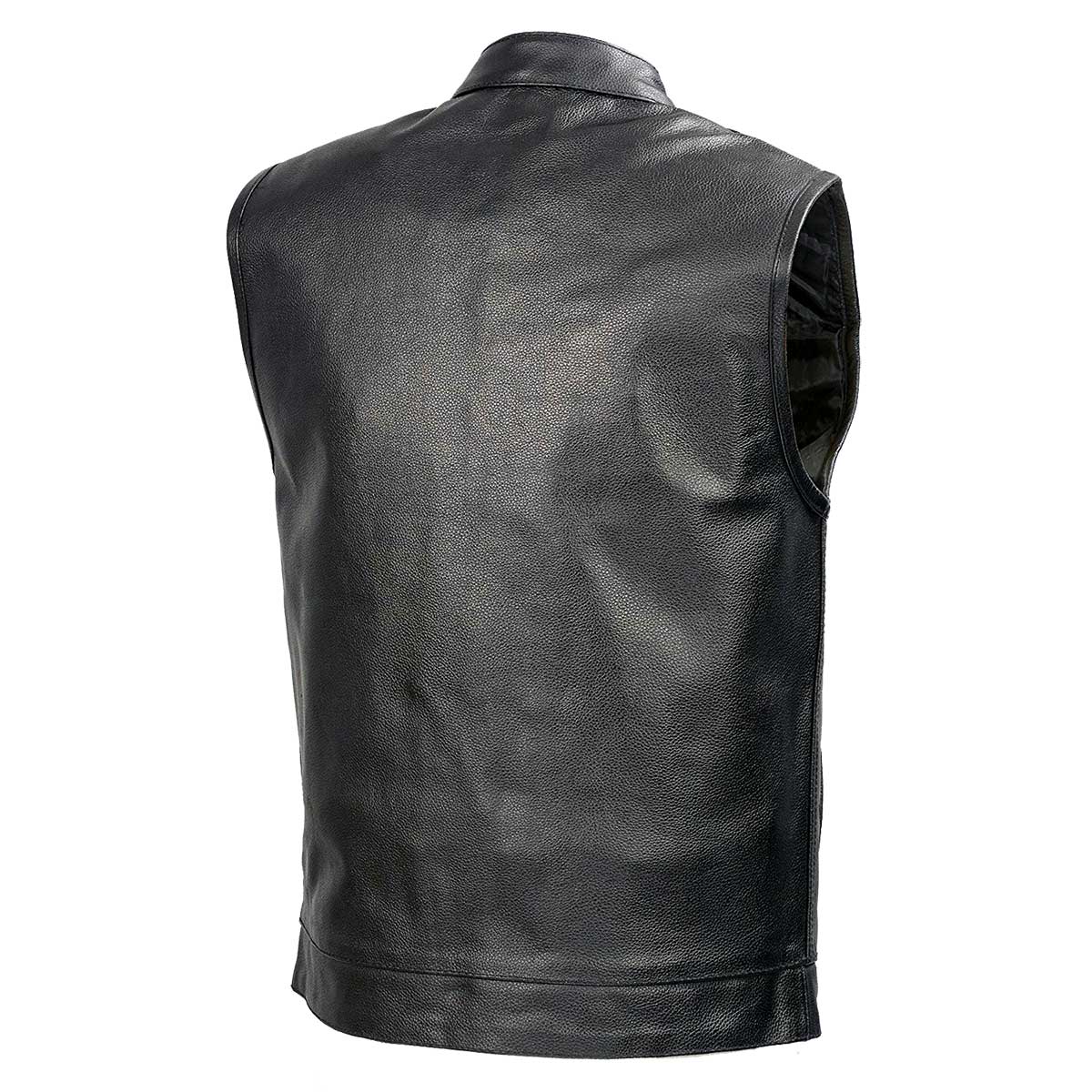SOA Men’s Black Premium Leather Club Style Motorcycle Riding Vest BZ6210 — image 2