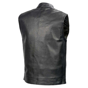 SOA Men’s Black Premium Leather Club Style Motorcycle Riding Vest BZ6210 — image 2