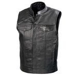 SOA Men’s Black Premium Leather Club Style Motorcycle Riding Vest BZ6210 — image 1