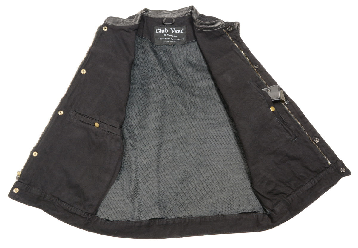 Club Vest CV3004LT Men's Blue Collarless Denim Vest with Concealed Snaps and Hidden Zipper — image 3