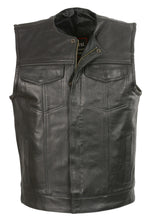 Club Vest CVM3711 Men’s Black Leather Vest with Seamless Back Design — image 1