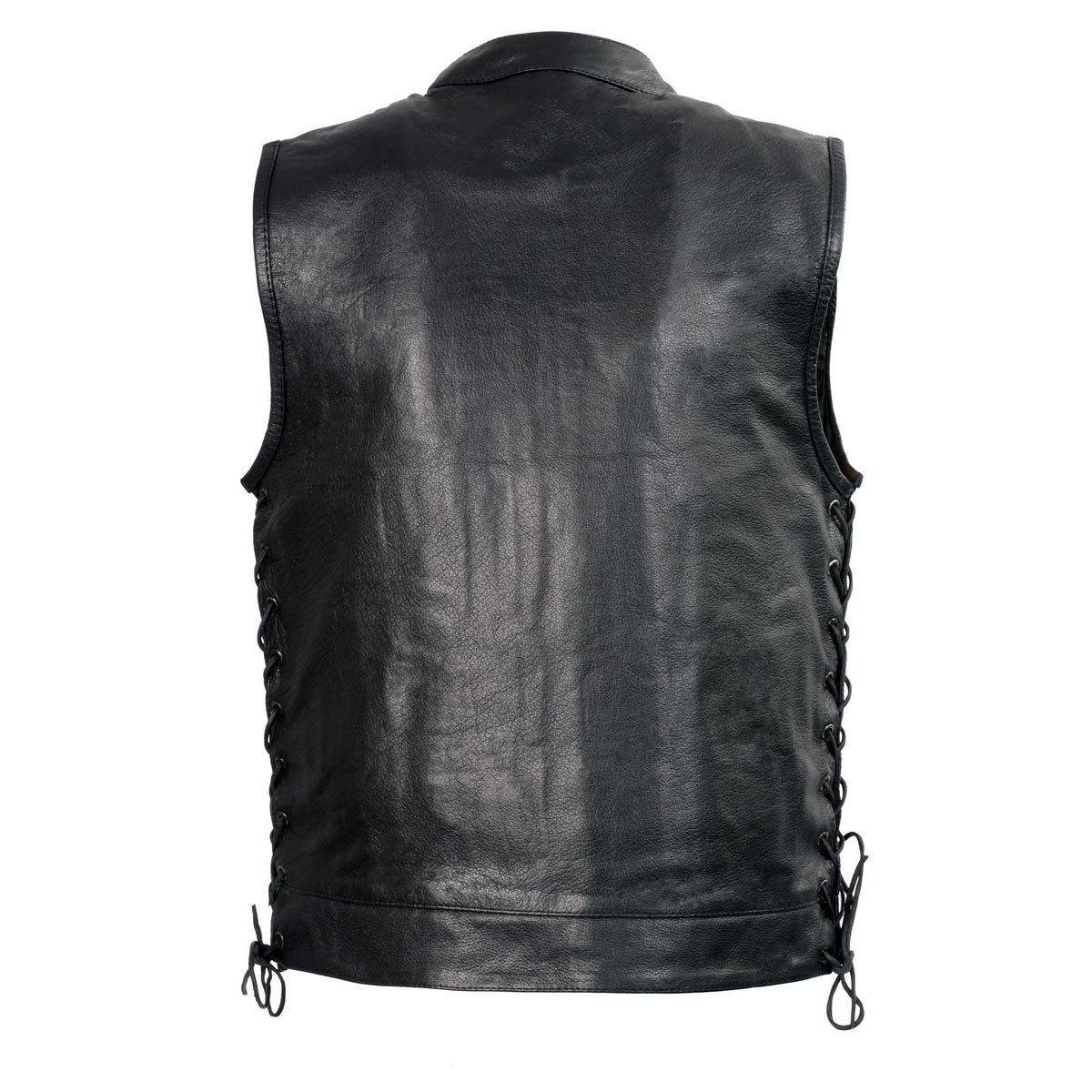 Club Vest CVM3712 Men’s Black Side Lace Leather Vest with Seamless Back Design — image 2