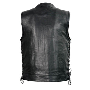 Club Vest CVM3712 Men’s Black Side Lace Leather Vest with Seamless Back Design — image 2