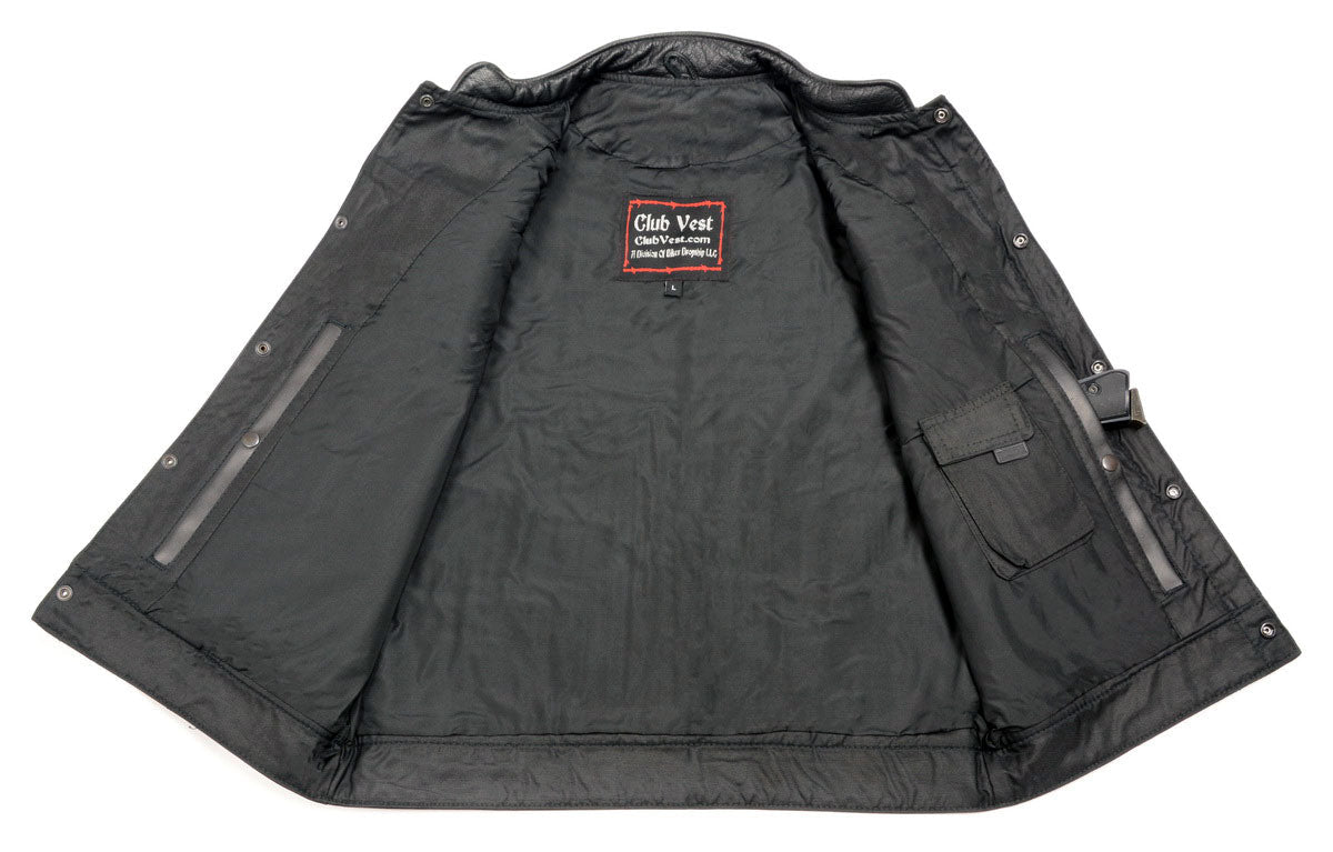 Club Vest CVM3712 Men’s Black Side Lace Leather Vest with Seamless Back Design — image 4