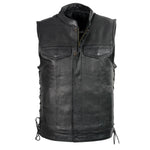 Club Vest CVM3712 Men’s Black Side Lace Leather Vest with Seamless Back Design — image 1