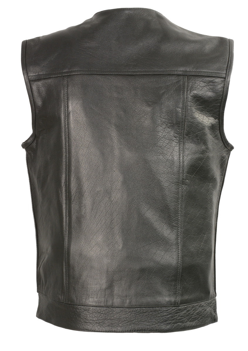 Club Vest CVM3721 Men’s Black Collarless Leather Motorcycle Vest — image 2
