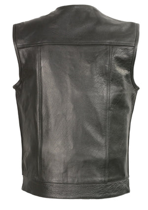 Club Vest CVM3721 Men’s Black Collarless Leather Motorcycle Vest — image 2