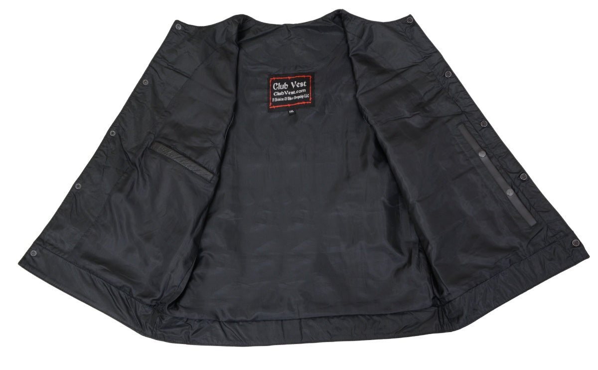Club Vest CVM3721 Men’s Black Collarless Leather Motorcycle Vest — image 3