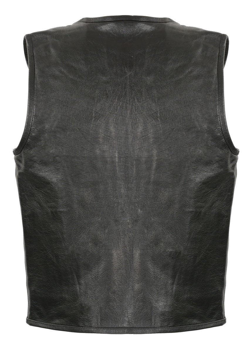 Club Vest CVM3740 Men’s Black Seamless Front and Back Design Leather Vest — image 2