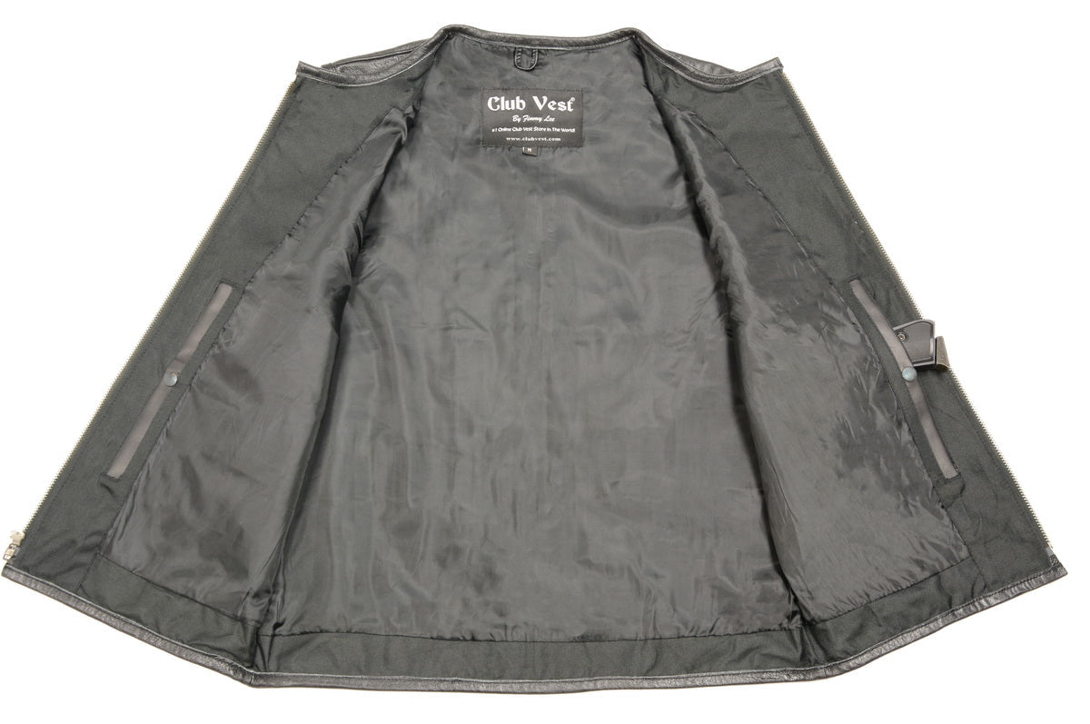 Club Vest CVM3740 Men’s Black Seamless Front and Back Design Leather Vest — image 4