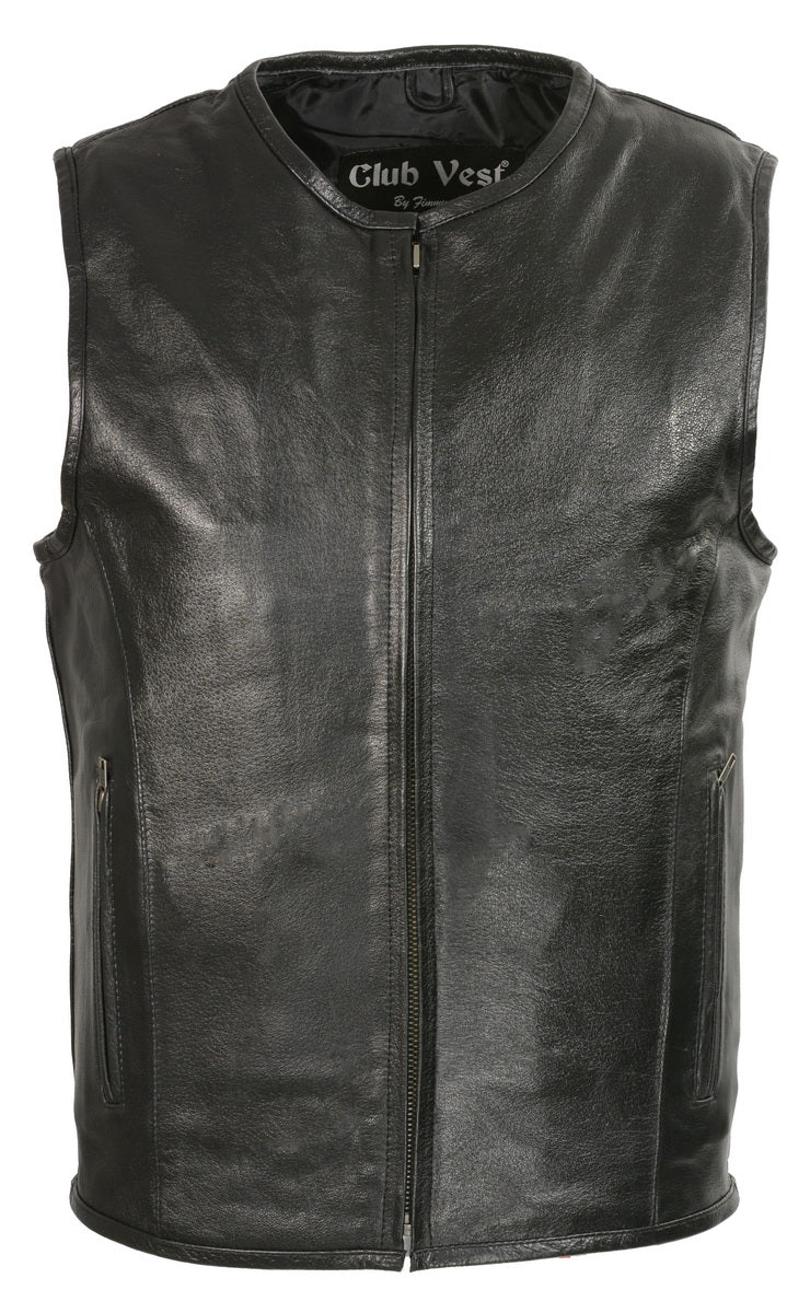 Club Vest CVM3740 Men’s Black Seamless Front and Back Design Leather Vest — image 7