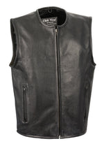 Club Vest CVM3740 Men’s Black Seamless Front and Back Design Leather Vest — image 1