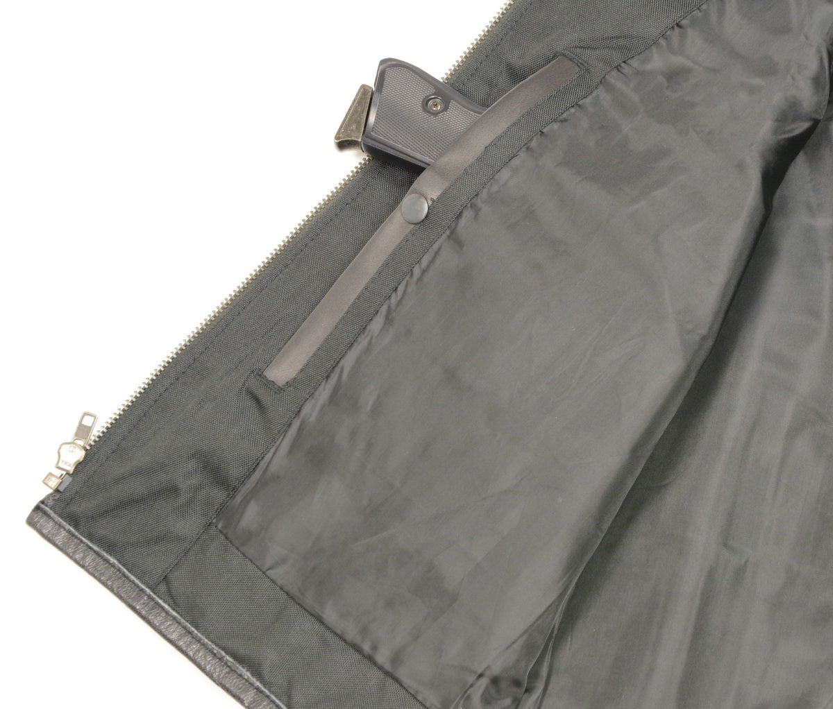 Club Vest CVM3741 Men’s Black Zipper Front Side Lace Leather Vest with Seamless Design — image 5